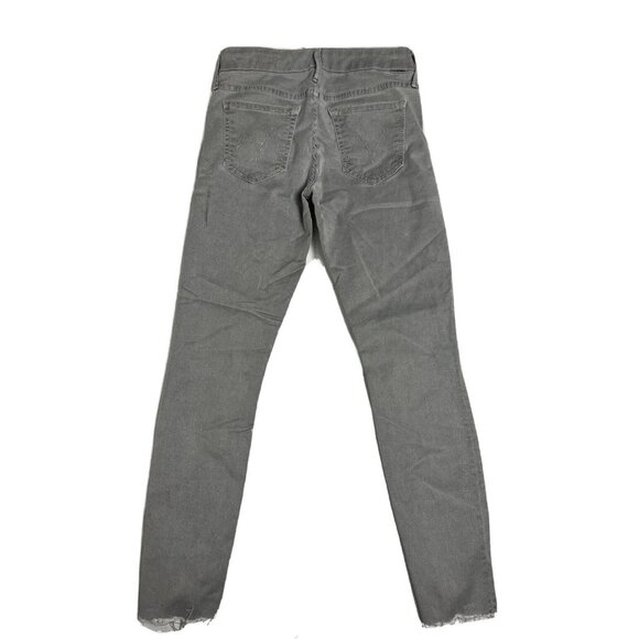 Mother Jeans Size 25 Looker Ankle Fray Gray Gravel Stretch 26x28 Casual Raw Hem - Picture 1 of 12